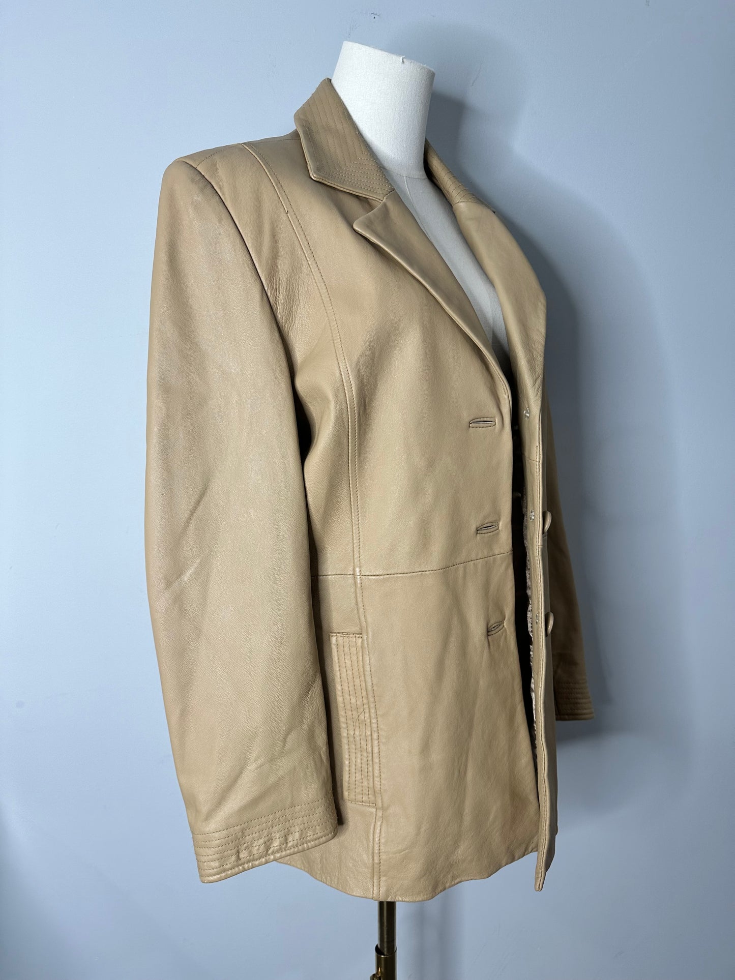 Vintage Terry Lewis Tan Genuine Leather Blazer Jacket