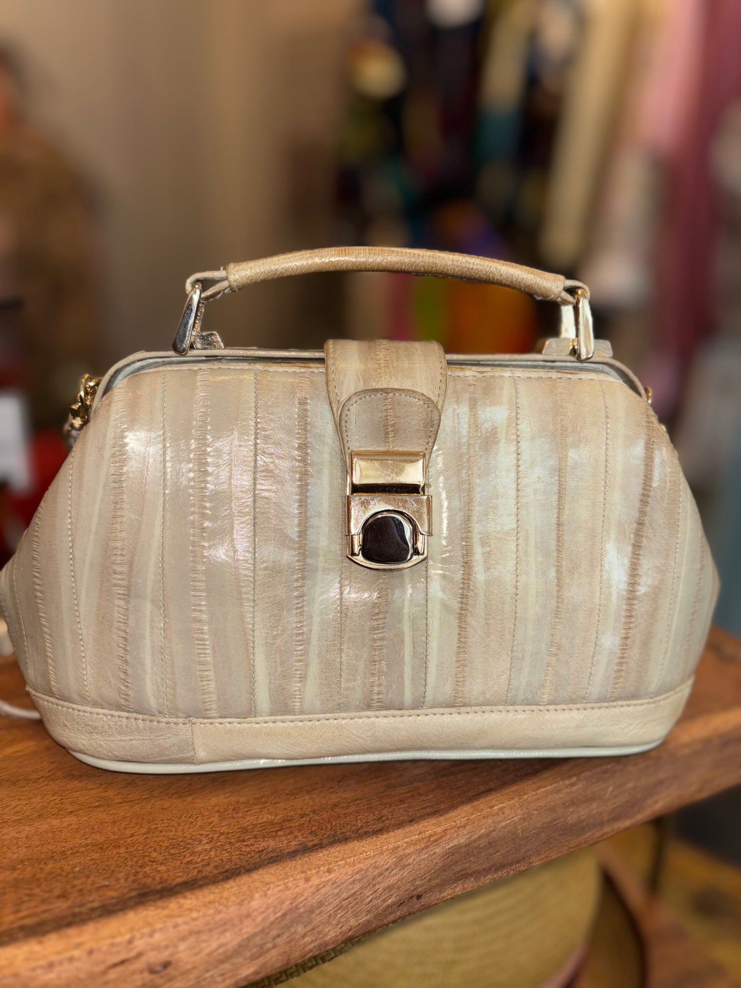 Vtg Genuine Eel Skin Handbag