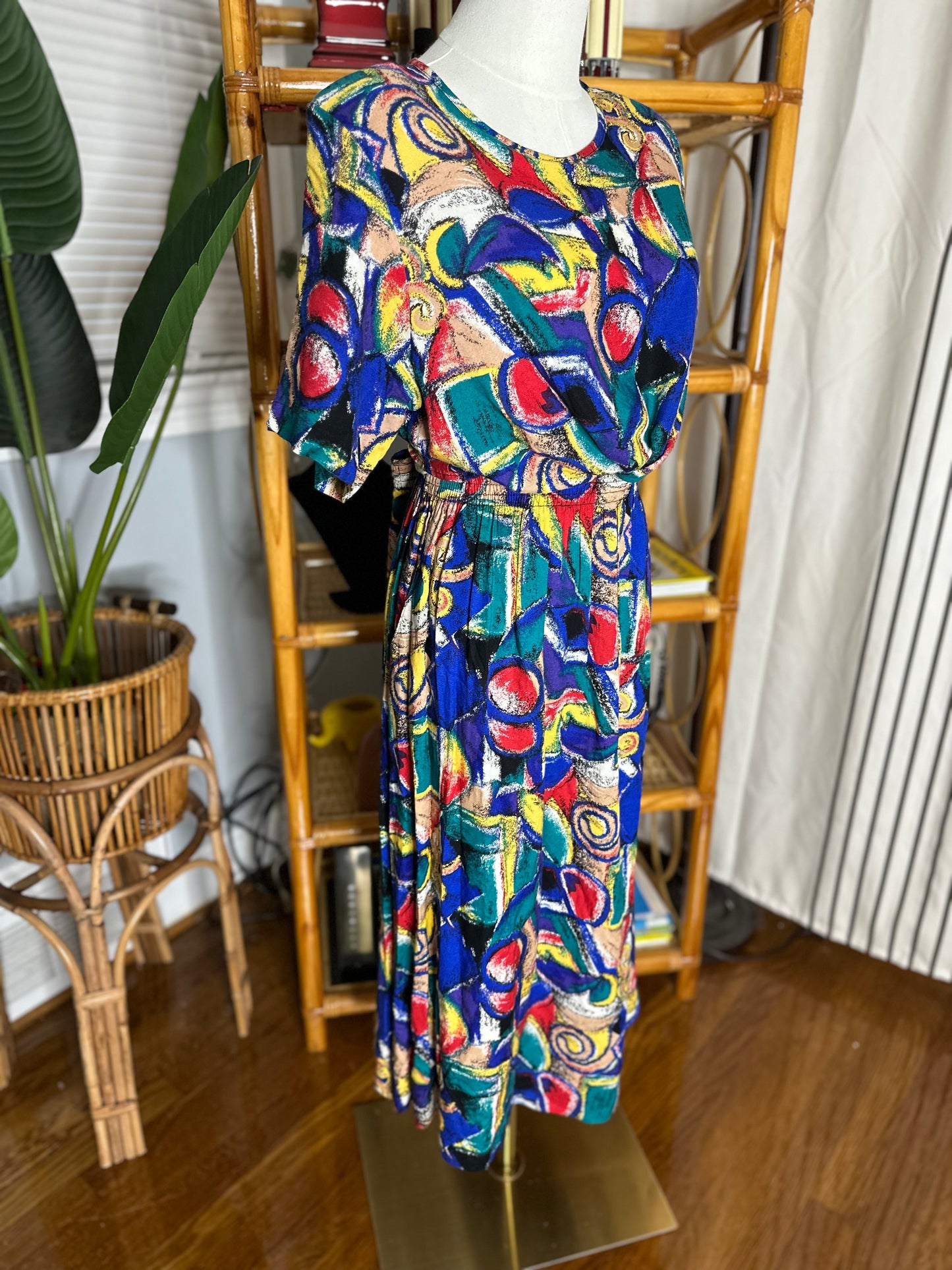 Vintage Primary Color Abstract Skirt Set