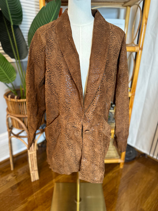 Vintage Pelle Studio Leather Suede Animal Print Coat