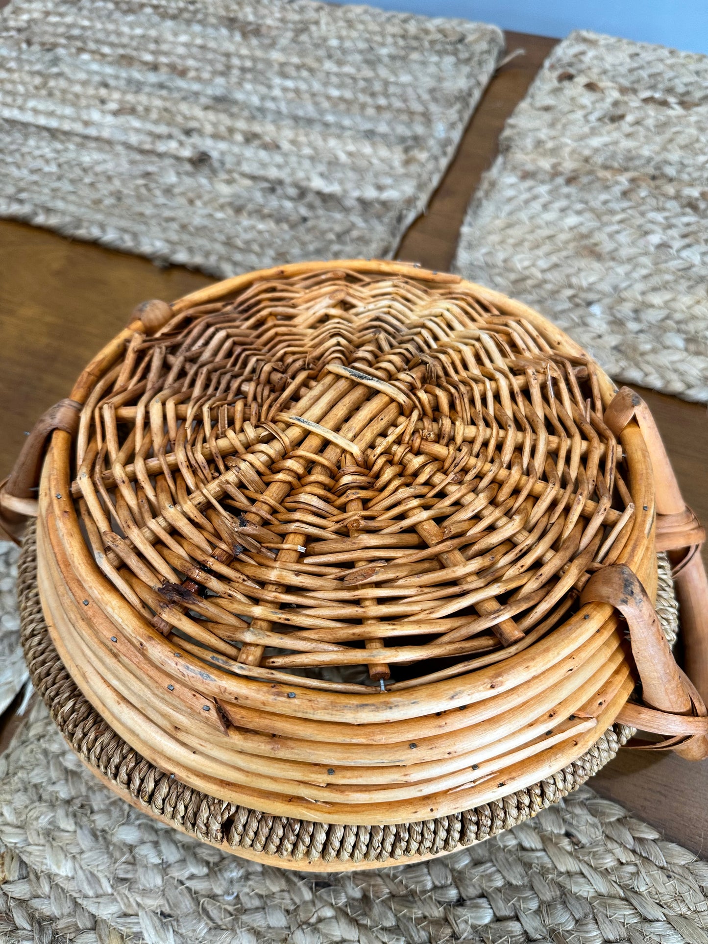 Vintage Wicker Rattan Small Medium Basket