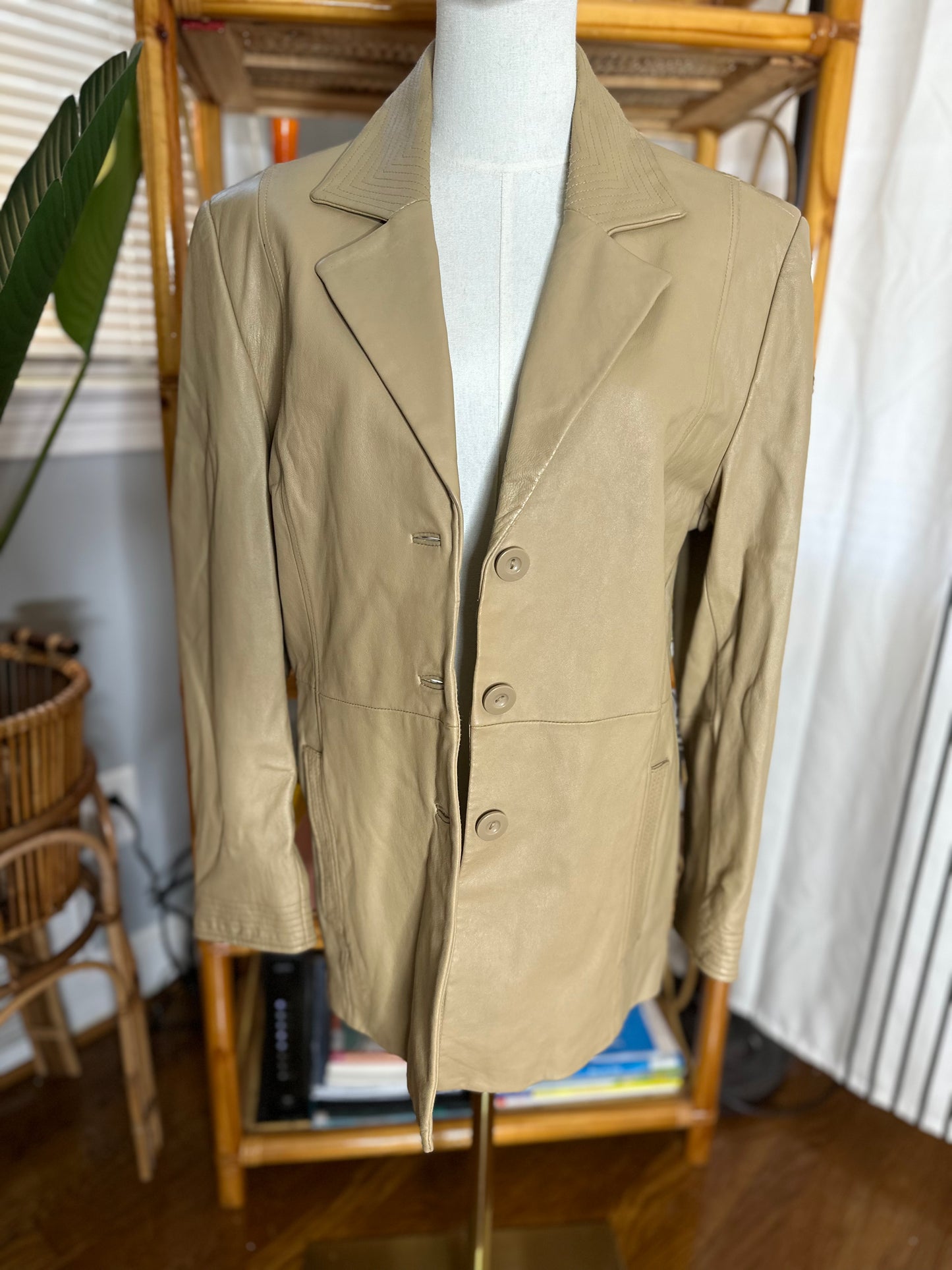 Vintage Terry Lewis Tan Genuine Leather Blazer Jacket