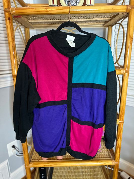 Vintage Colorblock Sweatshirt Top