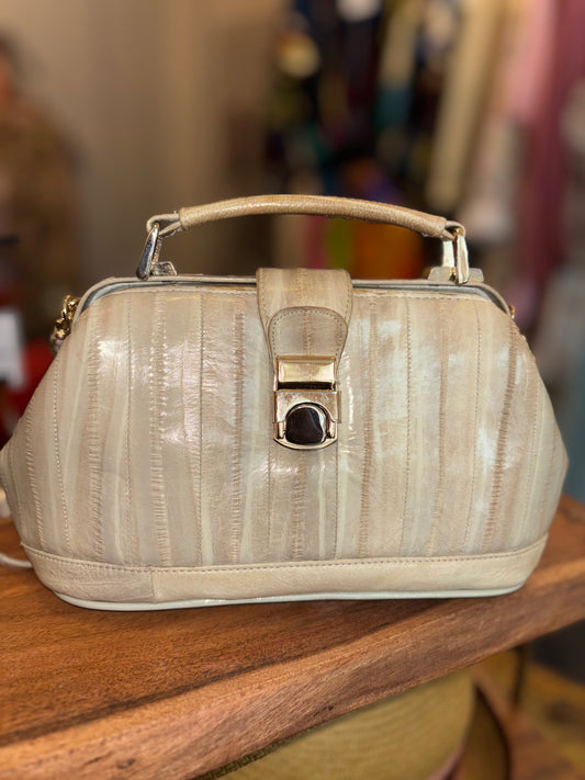 Vtg Genuine Eel Skin Handbag
