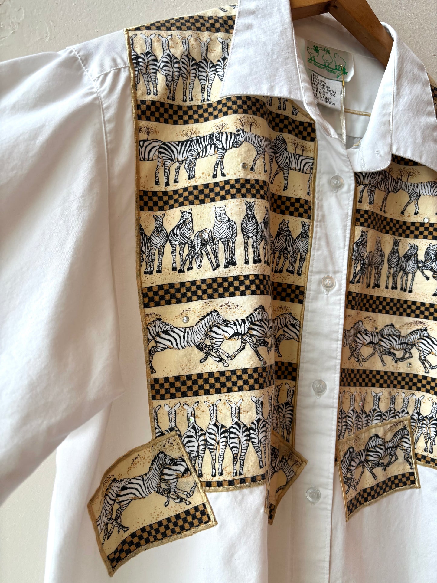 Vtg Zebra Button Up [L]