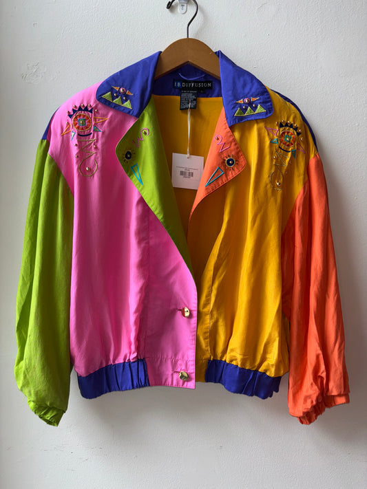 '91 I.B. Diffusion Silk Colorblock Jacket [S]
