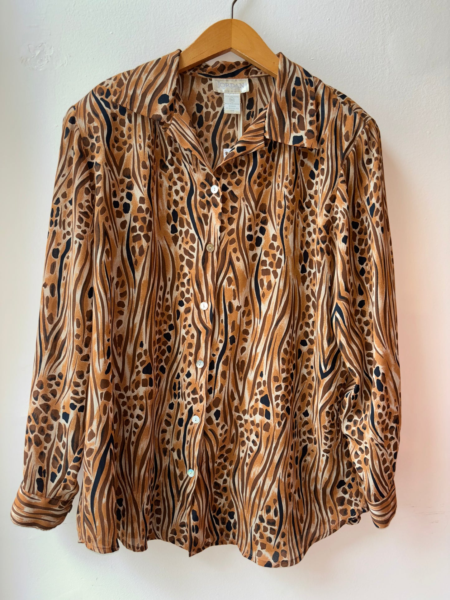 Vtg Sheer Mix Animal Print Top [16W]