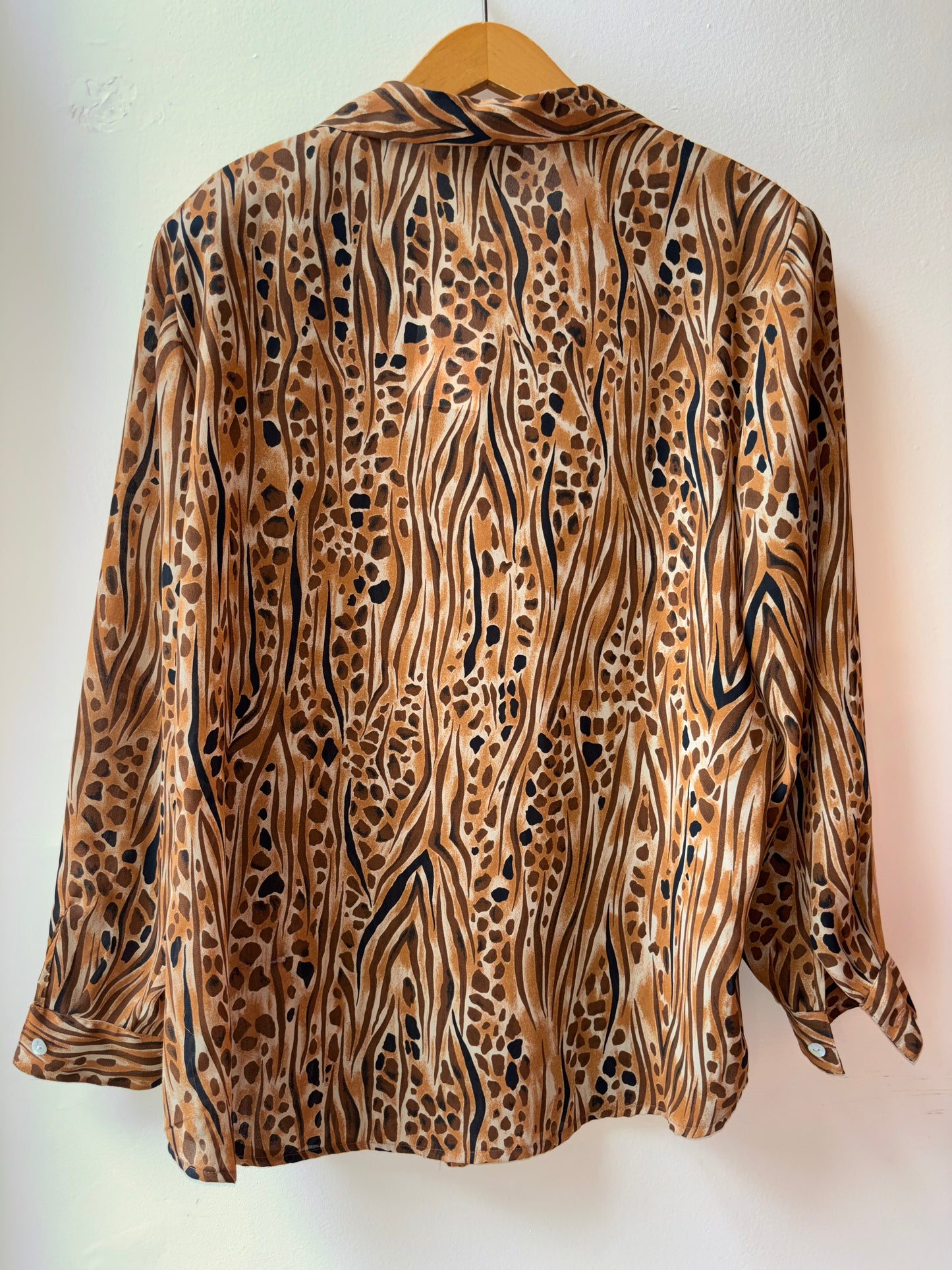 Vtg Sheer Mix Animal Print Top [16W]